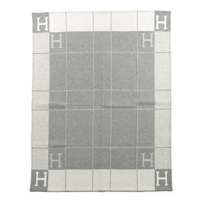 Hermes Wool Cashmere Avalon III Blanket Ecru Gris Clair 1 of 2