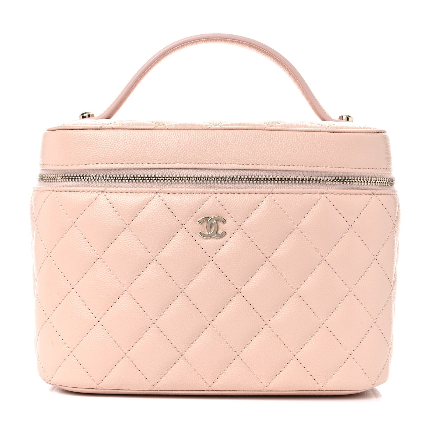 Caviar Quilted Large Vanity Pouch Light Beige