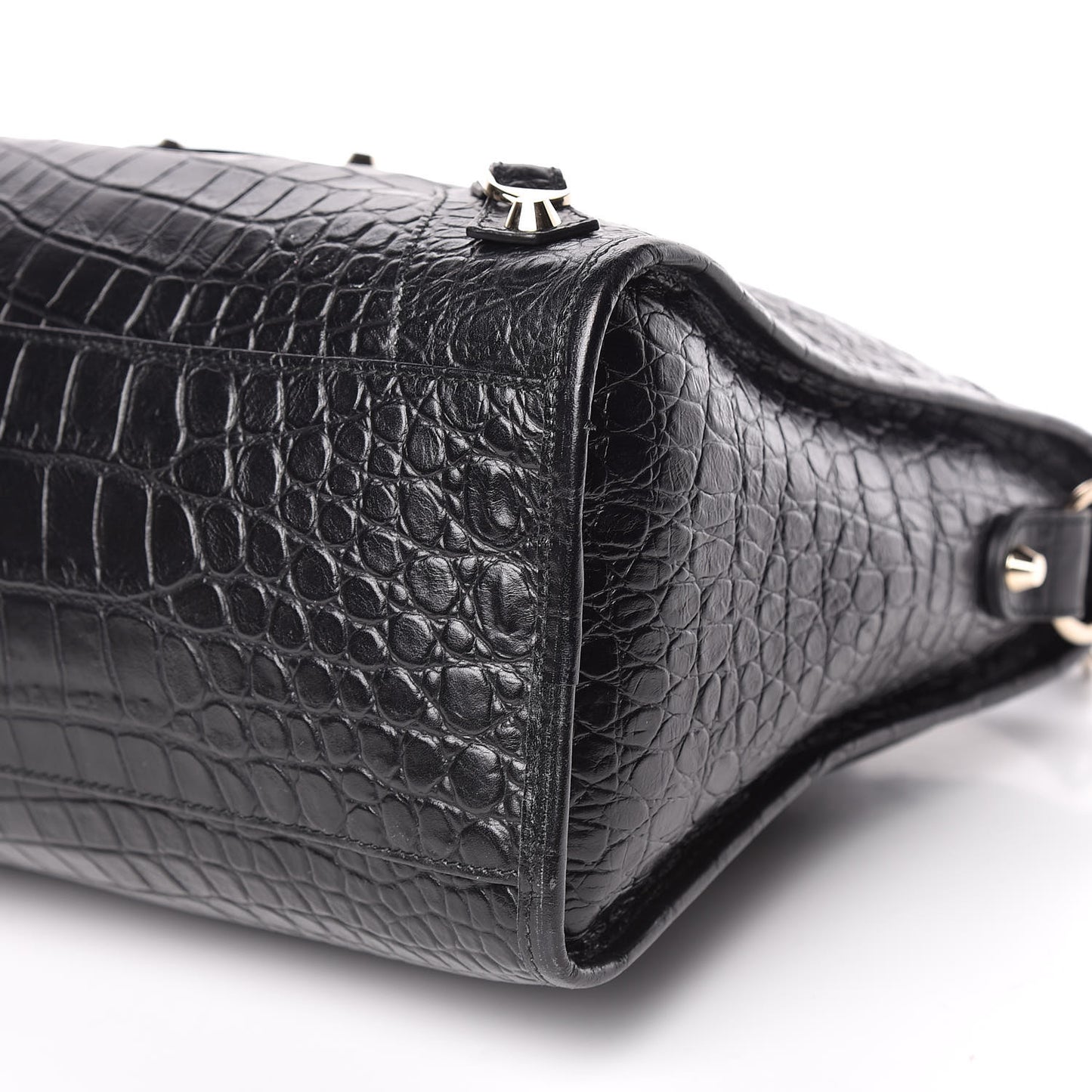 Calfskin Crocodile Embossed Classic Hardware City Black
