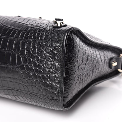 Balenciaga Calfskin Crocodile Embossed Classic Hardware City Black 6 of 10
