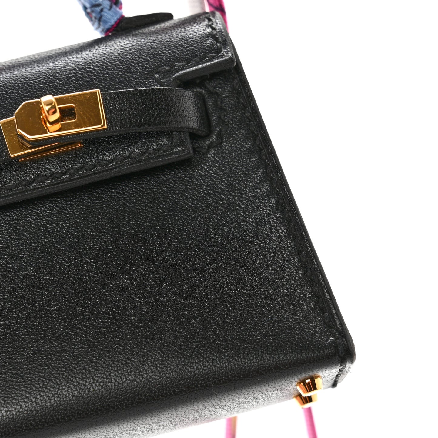 Tadelakt Mini Kelly Twilly Bag Charm Black