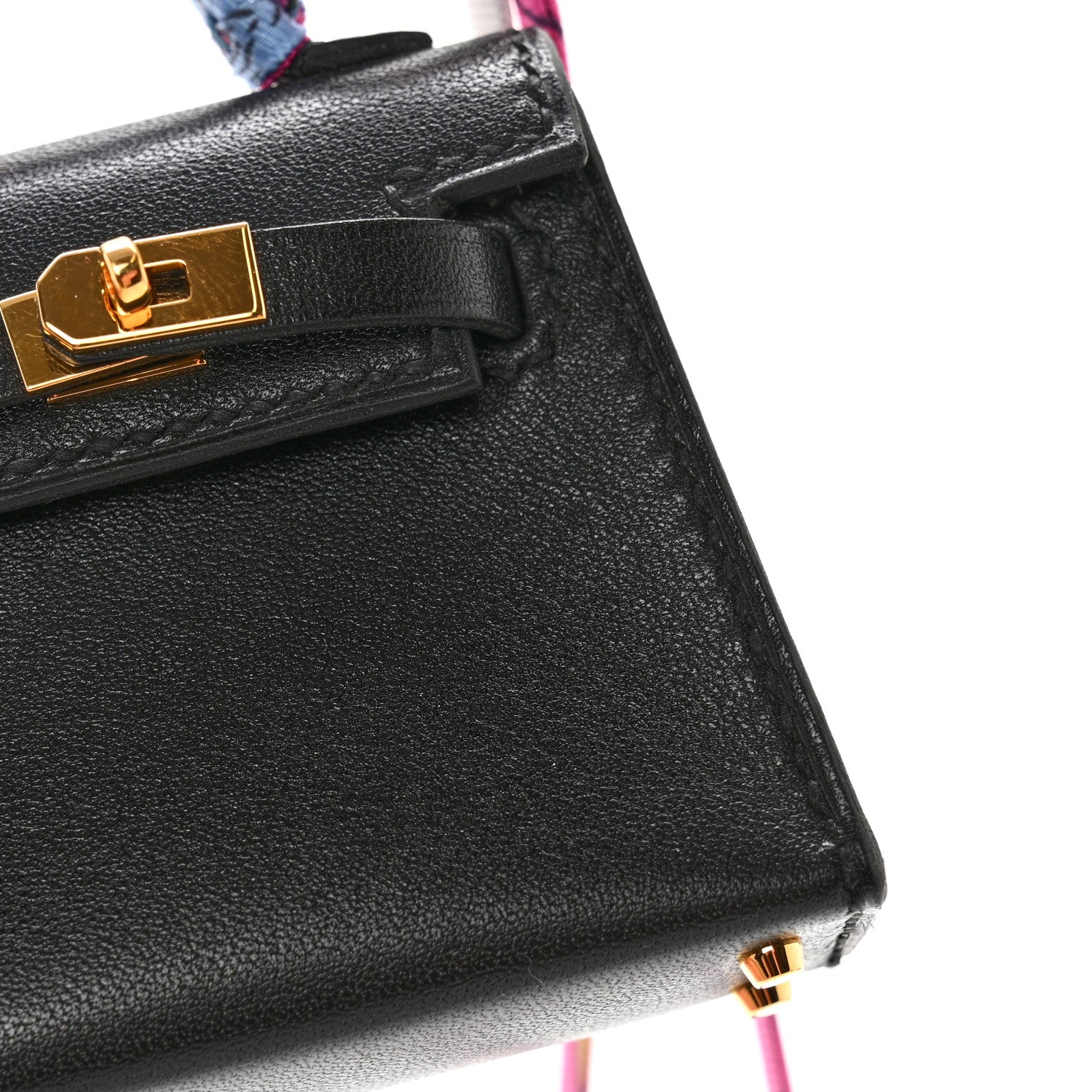 Hermes Tadelakt Mini Kelly Twilly Bag Charm Black 3 of 6