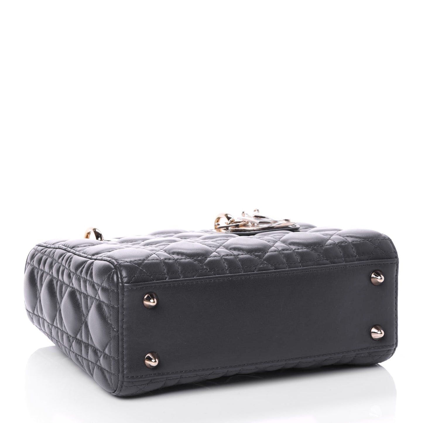 Lambskin Cannage Small Lucky Badges My Lady Dior Dark Grey