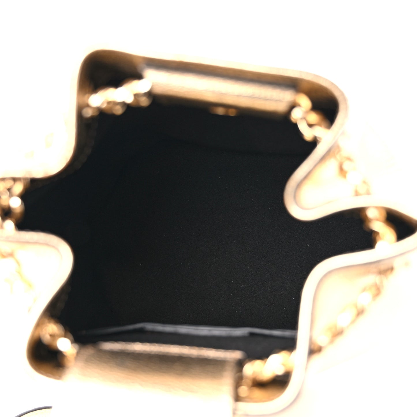 Metallic Calfskin Vara Bow Bucket Bag Gold