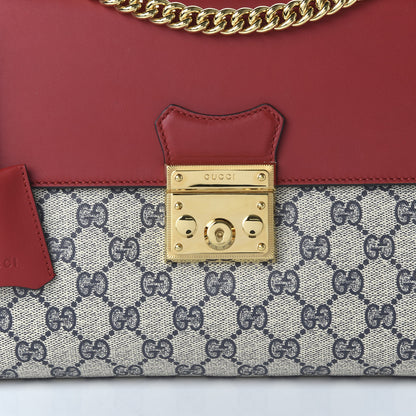 Gucci GG Supreme Monogram Calfskin Medium Padlock Shoulder Bag Beige Blue Hibiscus Red 9 of 10