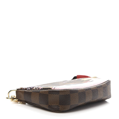 Louis Vuitton Damier Ebene 2019 Christmas Animation Mini Pochette Accessories Red 4 of 8