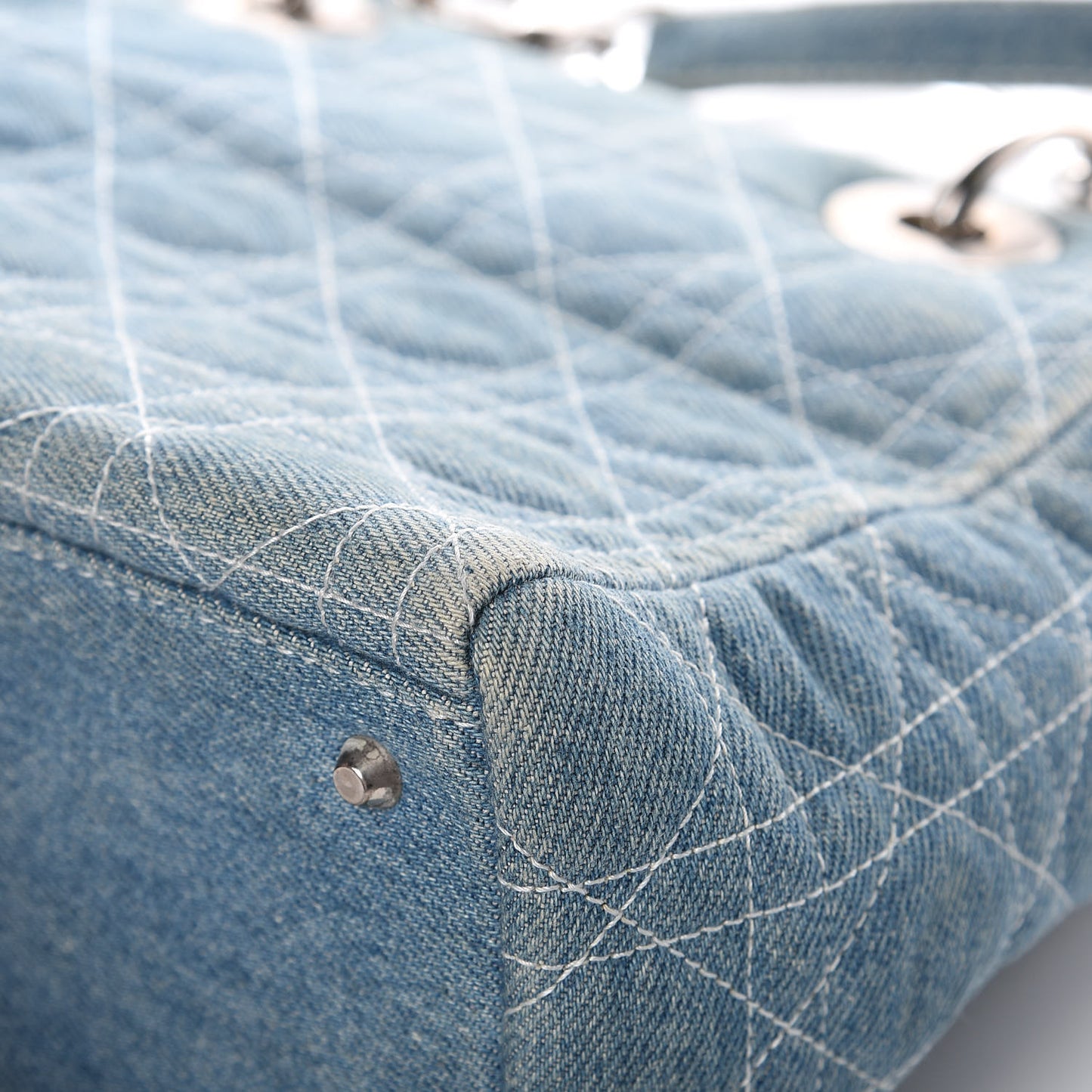 Denim Cannage Medium Lady Dior Blue