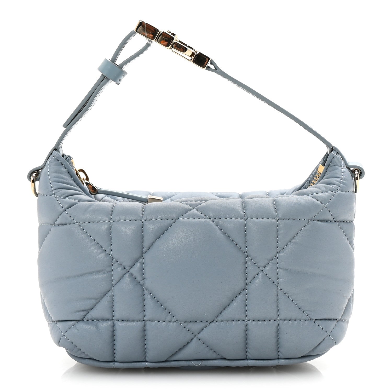 Christian Dior Calfskin Macrocannage Small Diortravel Nomad Pouch Bracing Blue 1 of 10