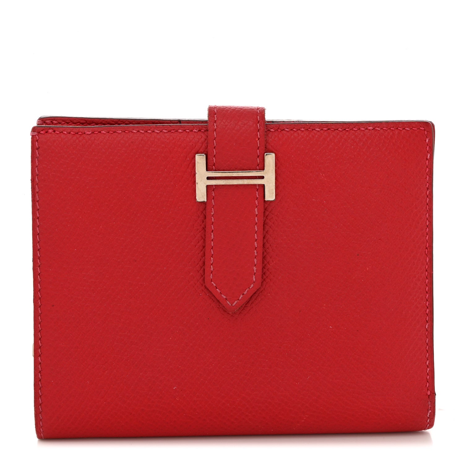 Hermes Epsom Bearn Compact Wallet Rouge Casaque 1 of 10