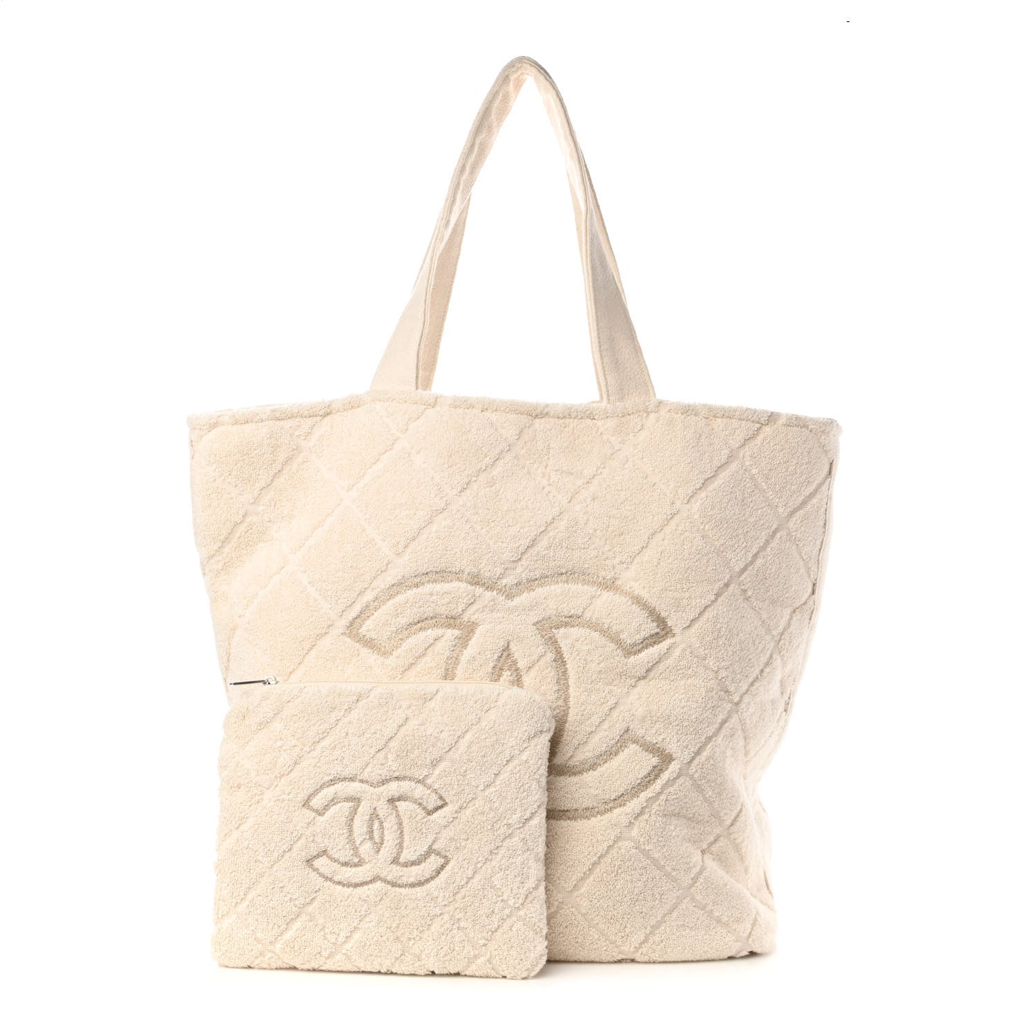 Chanel Terry Cotton CC Beach Tote Towel Set Ivory 1 of 10