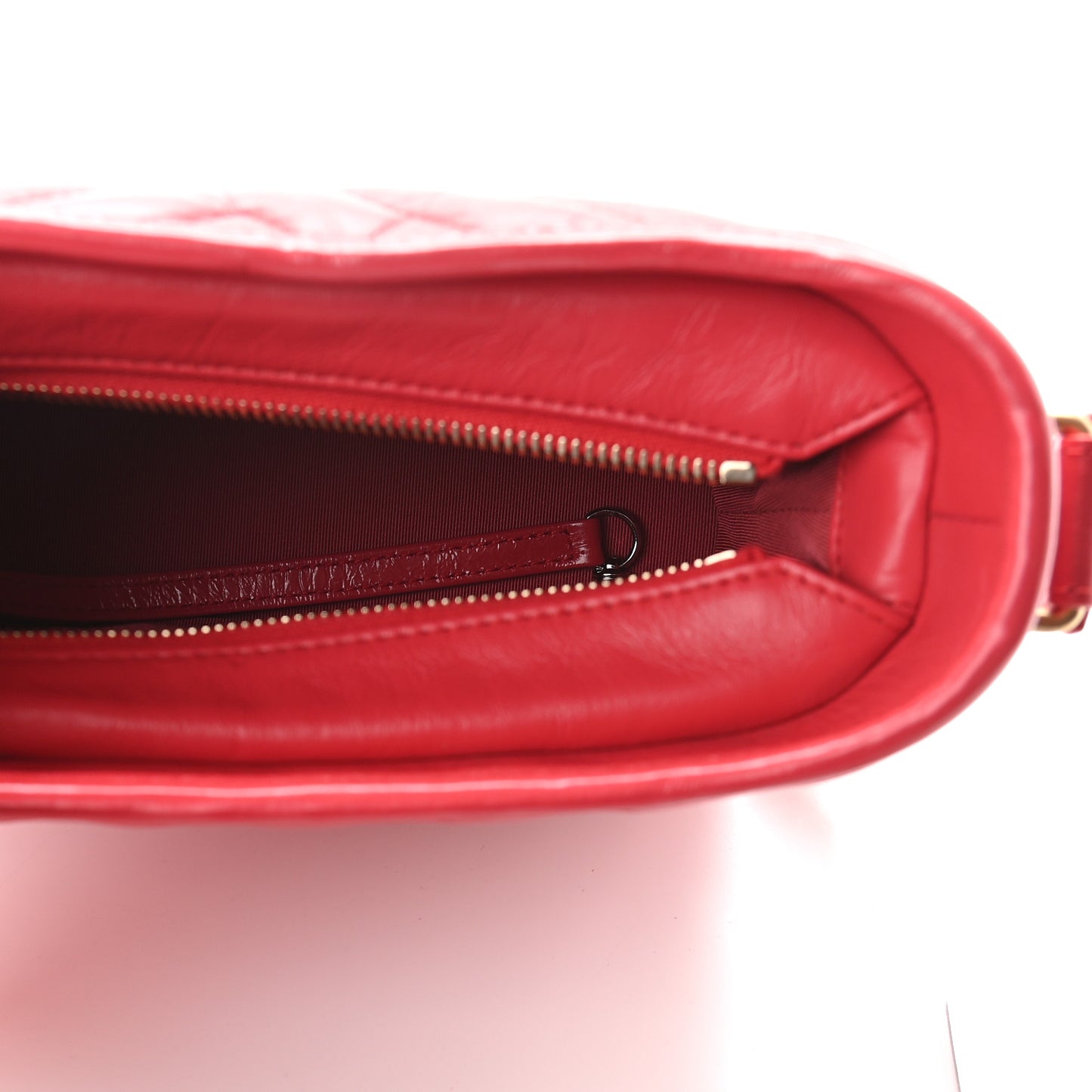 Aged Calfskin Chevron Quilted Small Gabrielle Hobo Red