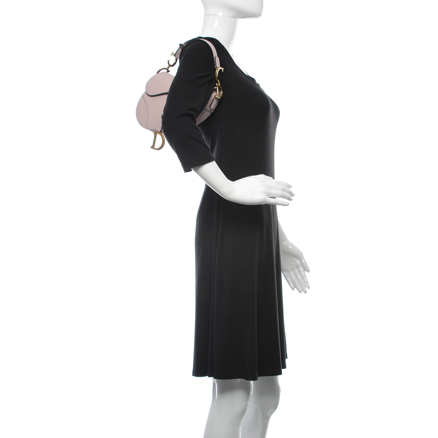 Christian Dior Grained Calfskin Mini Saddle Bag Light Pink 2 of 9