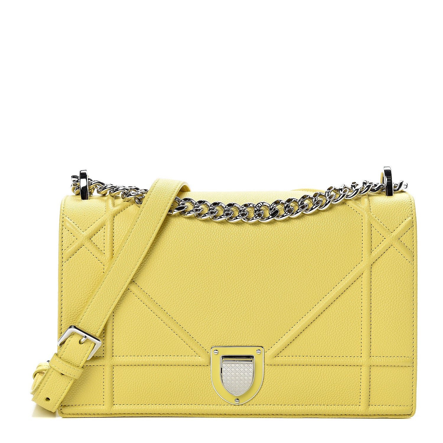 Christian Dior Grained Calfskin Medium Diorama Flap Bag Acacia Yellow 1 of 12