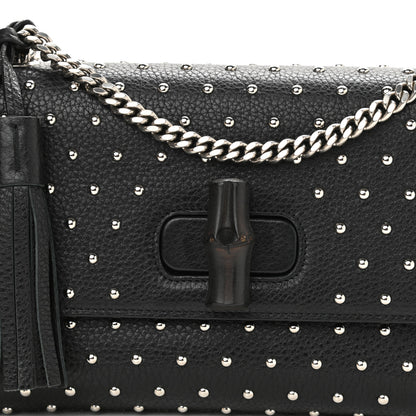 Gucci Calfskin Studded Medium Miss Bamboo Shoulder Bag Black 11 of 11