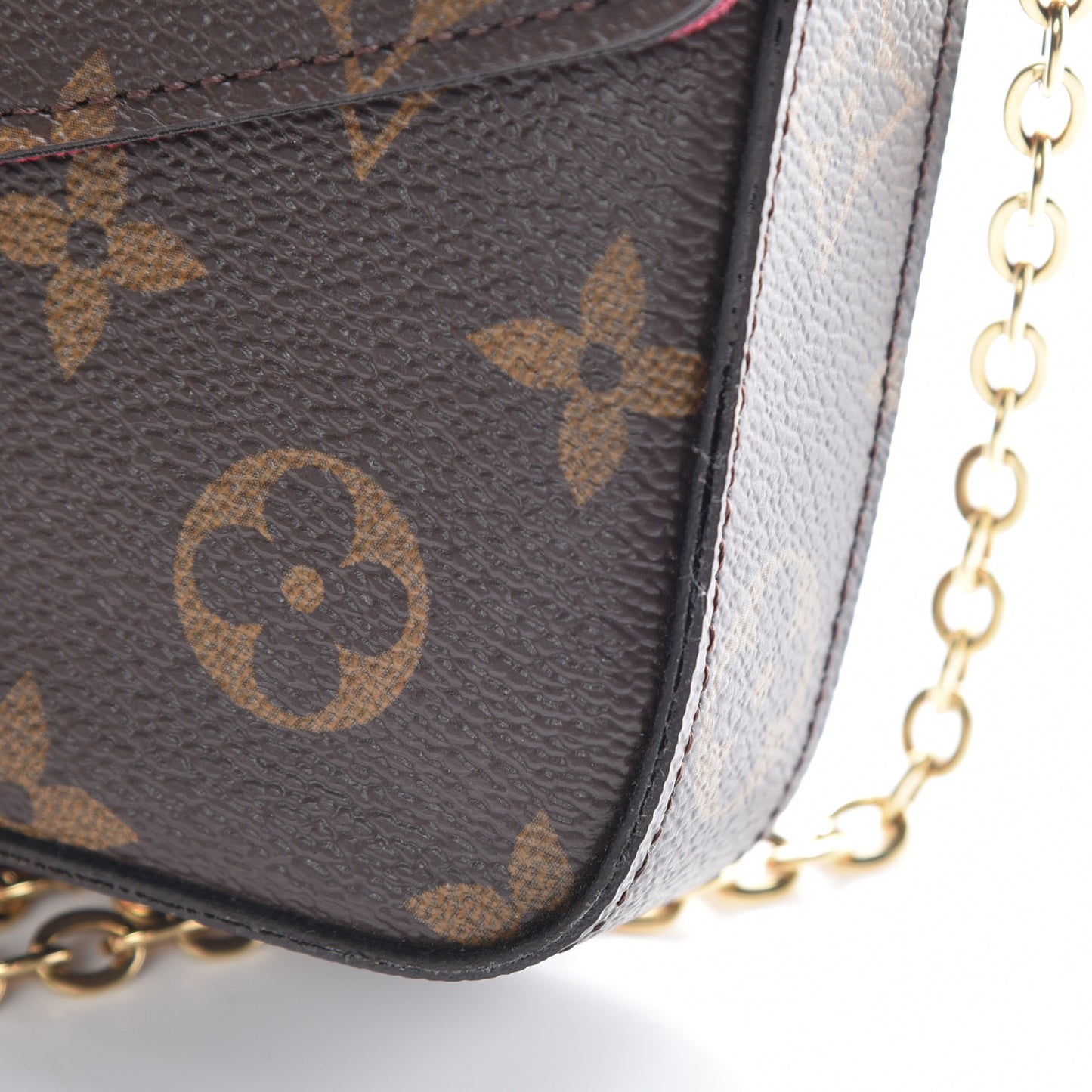 Monogram Pochette Felicie Chain Wallet Fuchsia