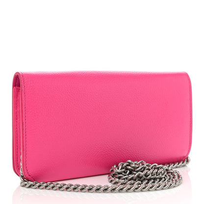Balenciaga Grained Calfskin Logo Cash Continental Wallet on Chain Acid Pink Black 3 of 7