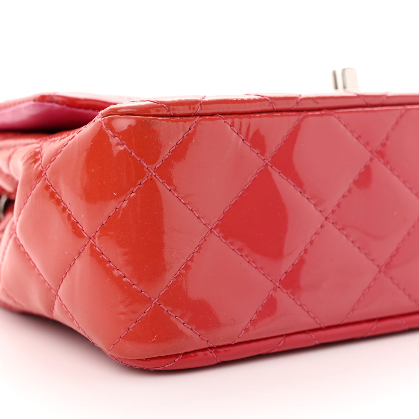 Patent Calfskin Quilted Mini Rectangular Flap Pink