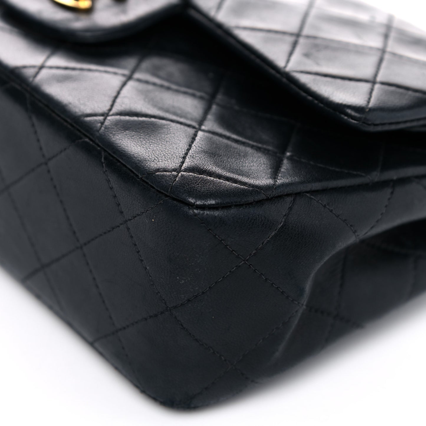 Lambskin Quilted Small Double Flap Black
