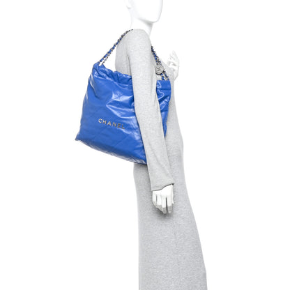 Chanel Shiny Calfskin Quilted Chanel 22 Blue 2 of 13
