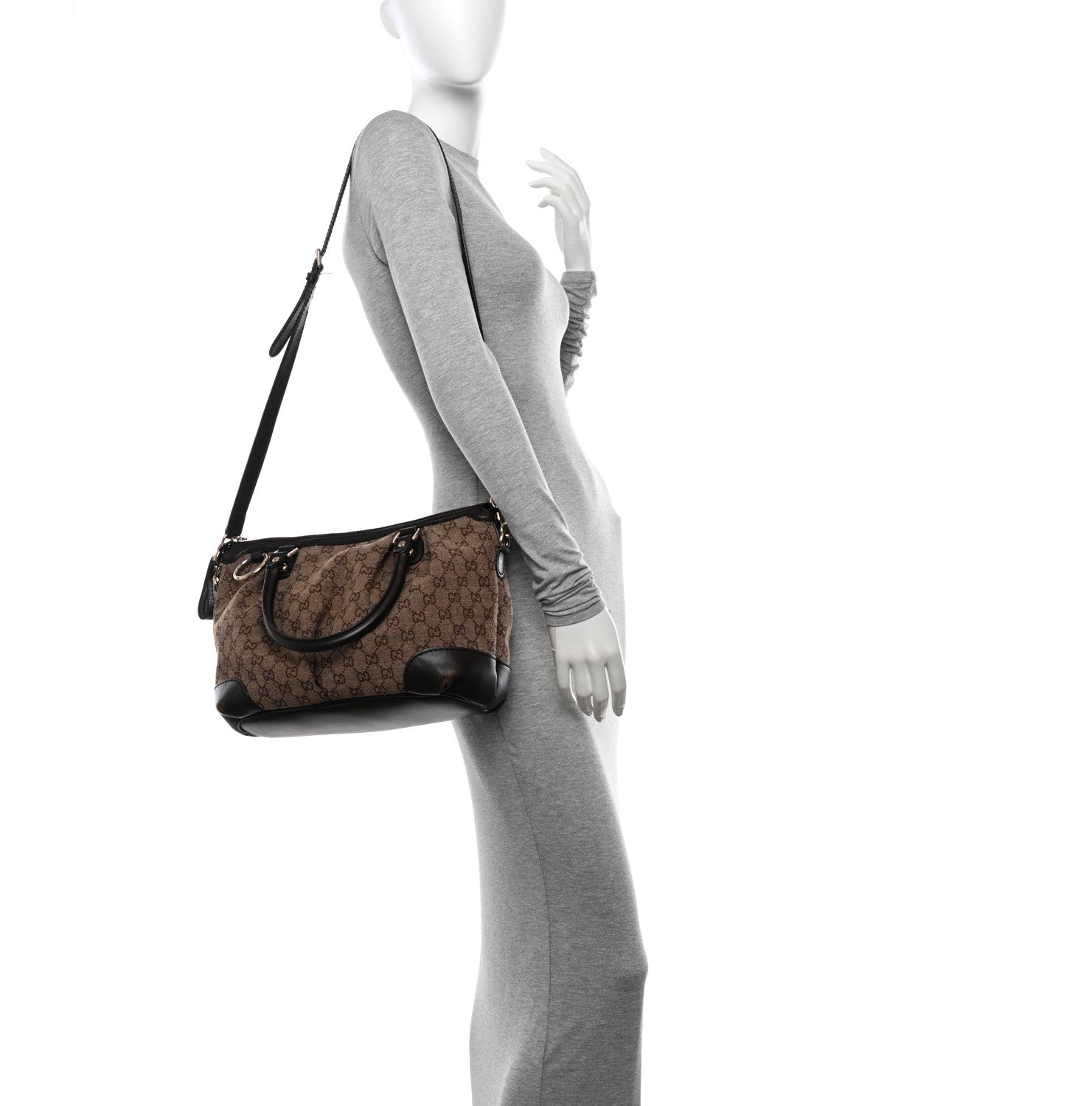 Gucci Monogram Medium Sukey Top Handle Dark Brown 2 of 28