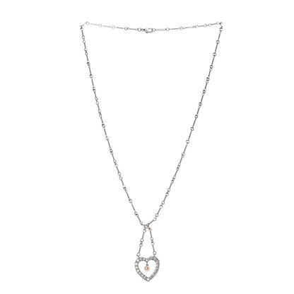 Tiffany Platinum Diamond Pearl Heart Necklace 3 of 7
