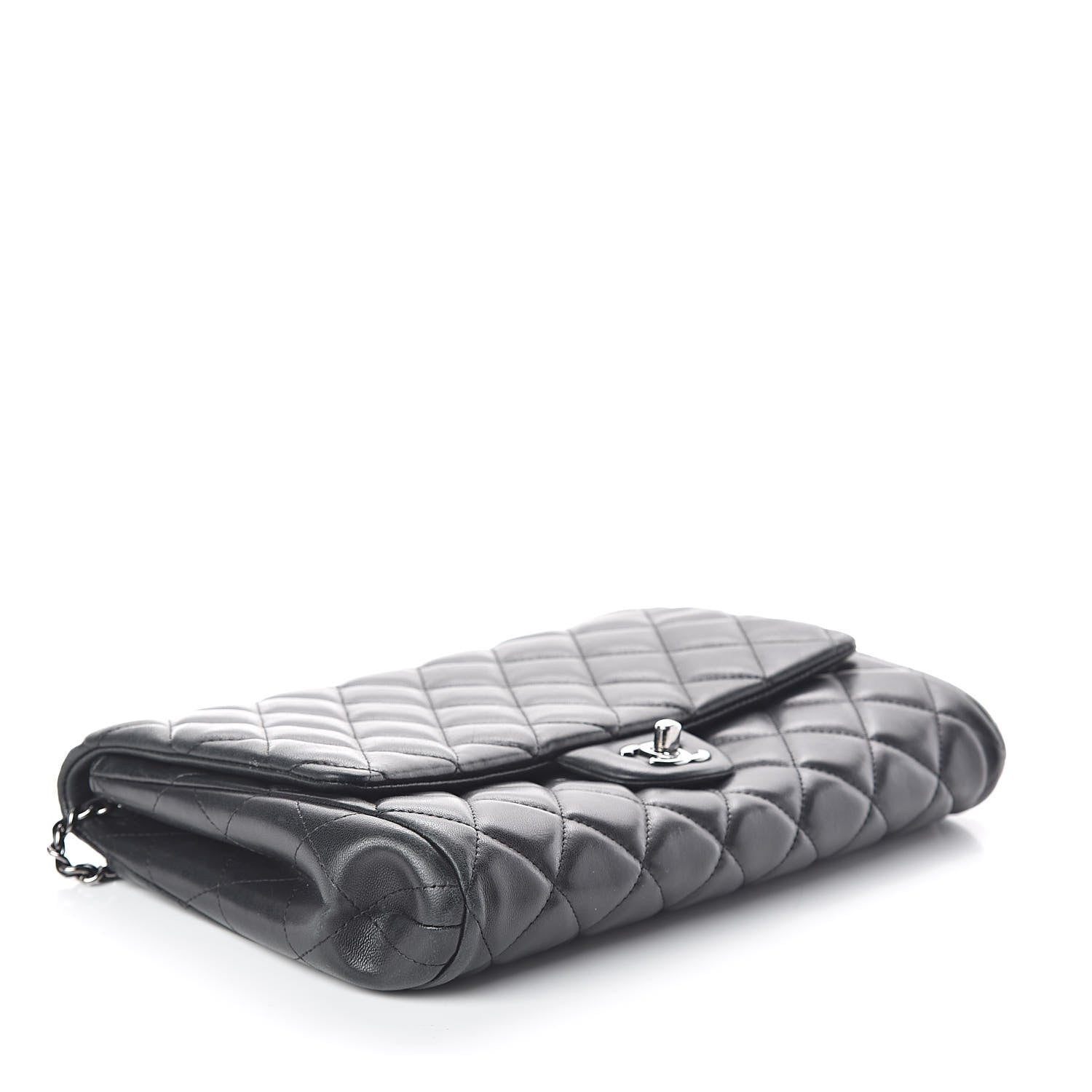 Chanel Lambskin Quilted Clutch With Chain Flap Black 4 of 10