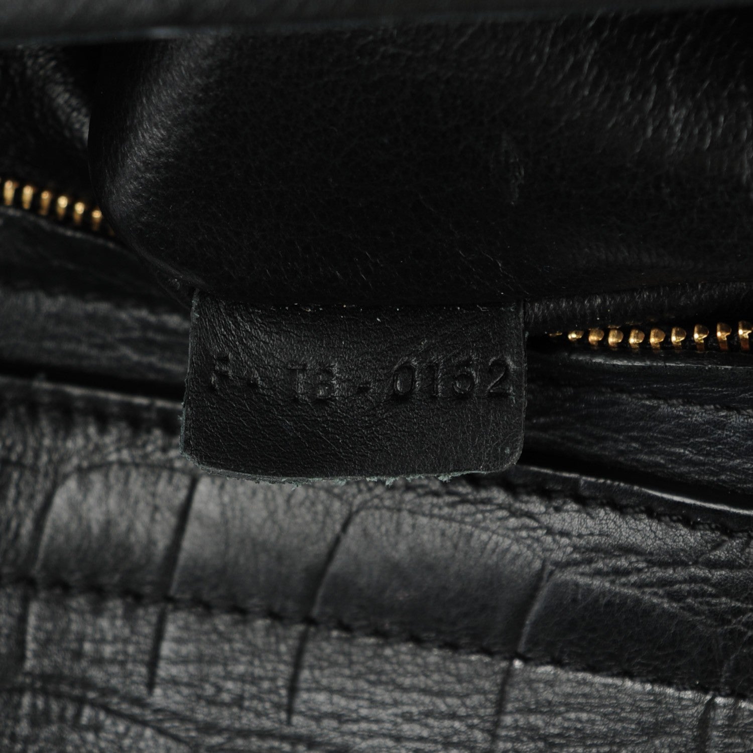 Celine Crocodile Embossed Calfskin Suede Medium Trapeze Black 9 of 9