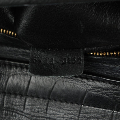 Celine Crocodile Embossed Calfskin Suede Medium Trapeze Black 9 of 9