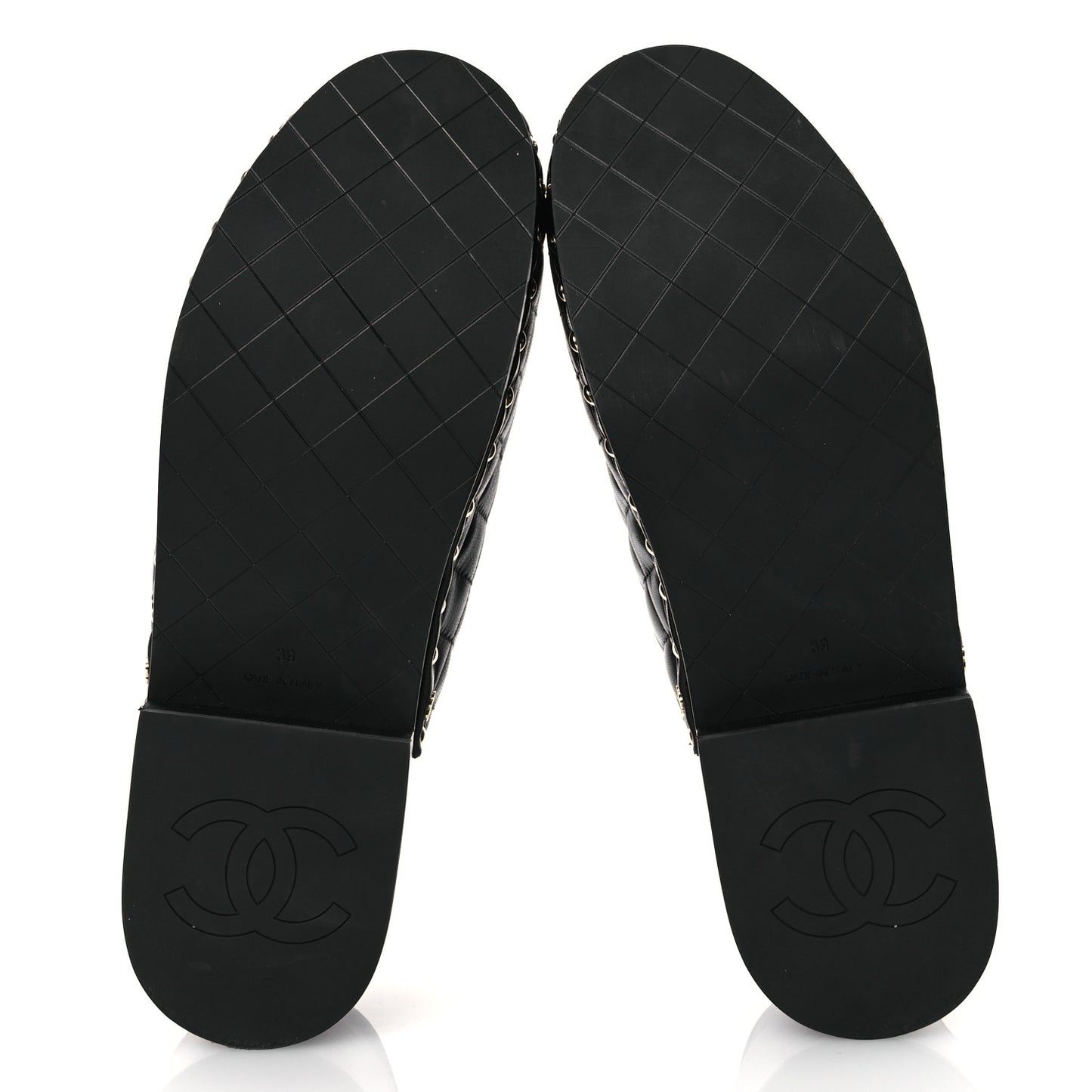 Lambskin Quilted CC Clogs 39 Black
