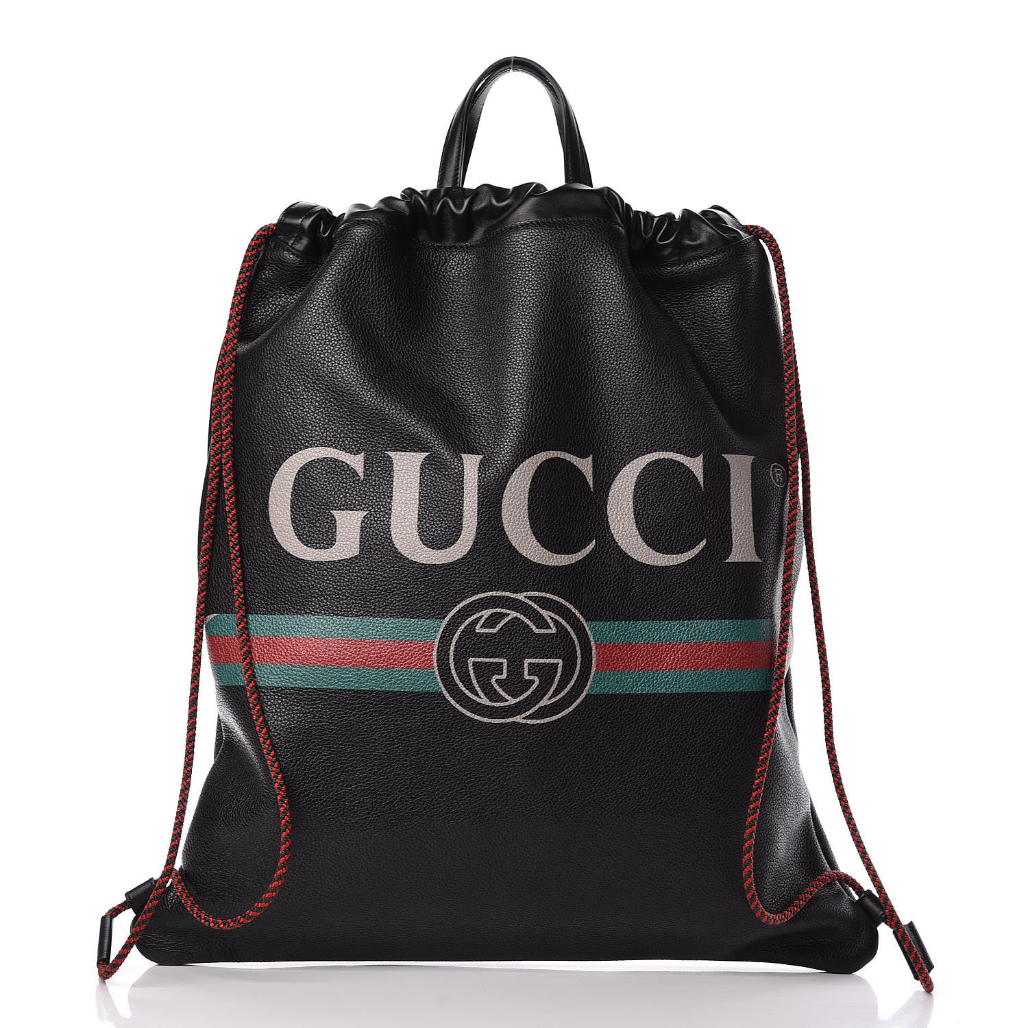 Gucci Calfskin Logo Drawstring Backpack Black 3 of 11