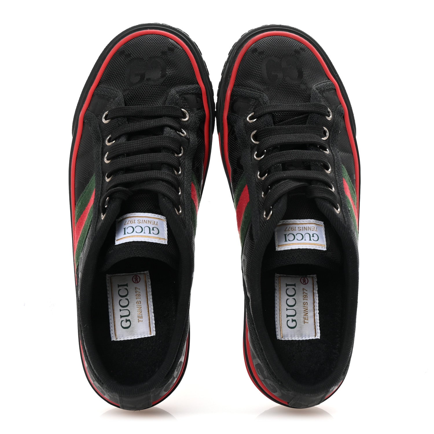 Gucci Econyl Nylon Web Monogram Off The Grid Womens 1977 Tennis Sneakers 36.5 Black 2 of 8