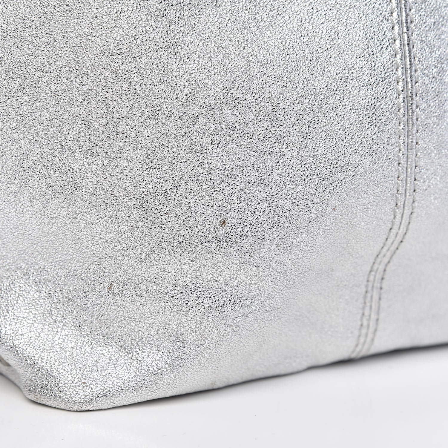 Burberry Metallic Soft Grain Calfskin Tote Silver 10 of 15
