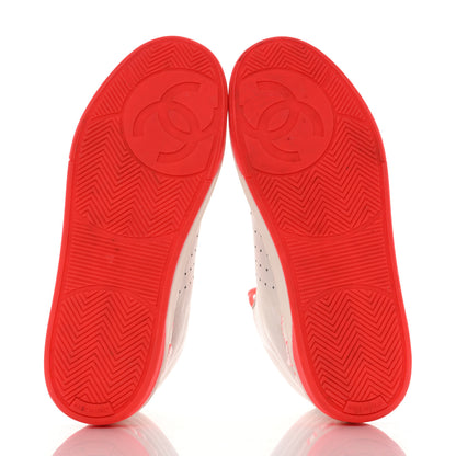 Chanel Calfskin Womens Logo High Top Sneakers 41 Orange White 5 of 11
