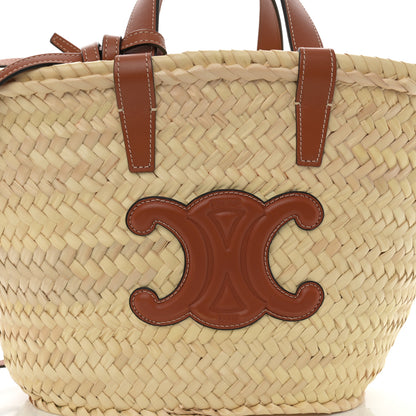 Celine Raffia Calfskin Triomphe Teen Panier Tan 8 of 9