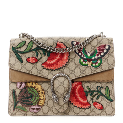 Gucci GG Supreme Monogram Embroidered Carnation Medium Dionysus Shoulder Bag Beige 1 of 11