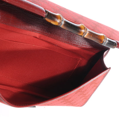 Gucci Monogram Canvas GG Bamboo Bar Clutch Red 6 of 7
