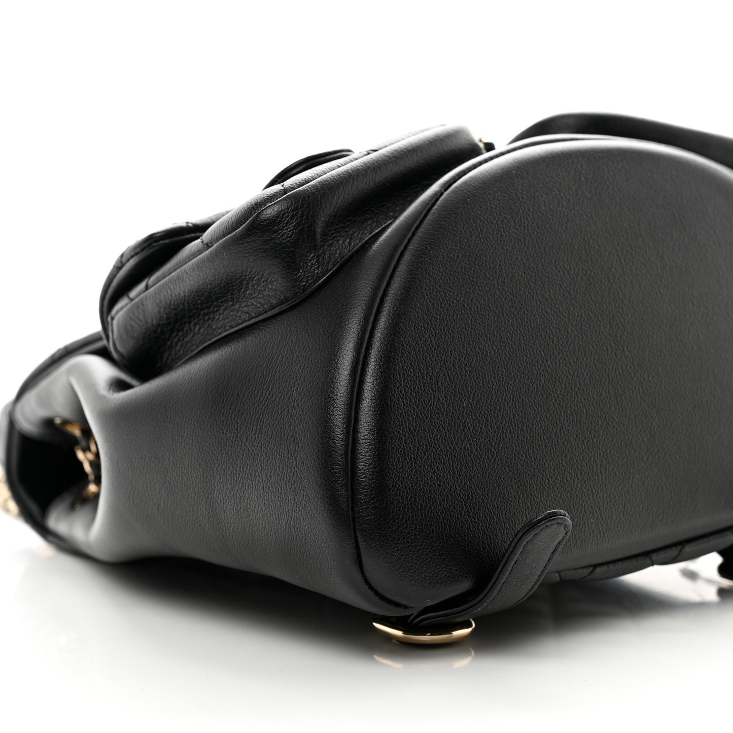 Calfskin Quilted Medium Duma Pockets Drawstring Backpack Black