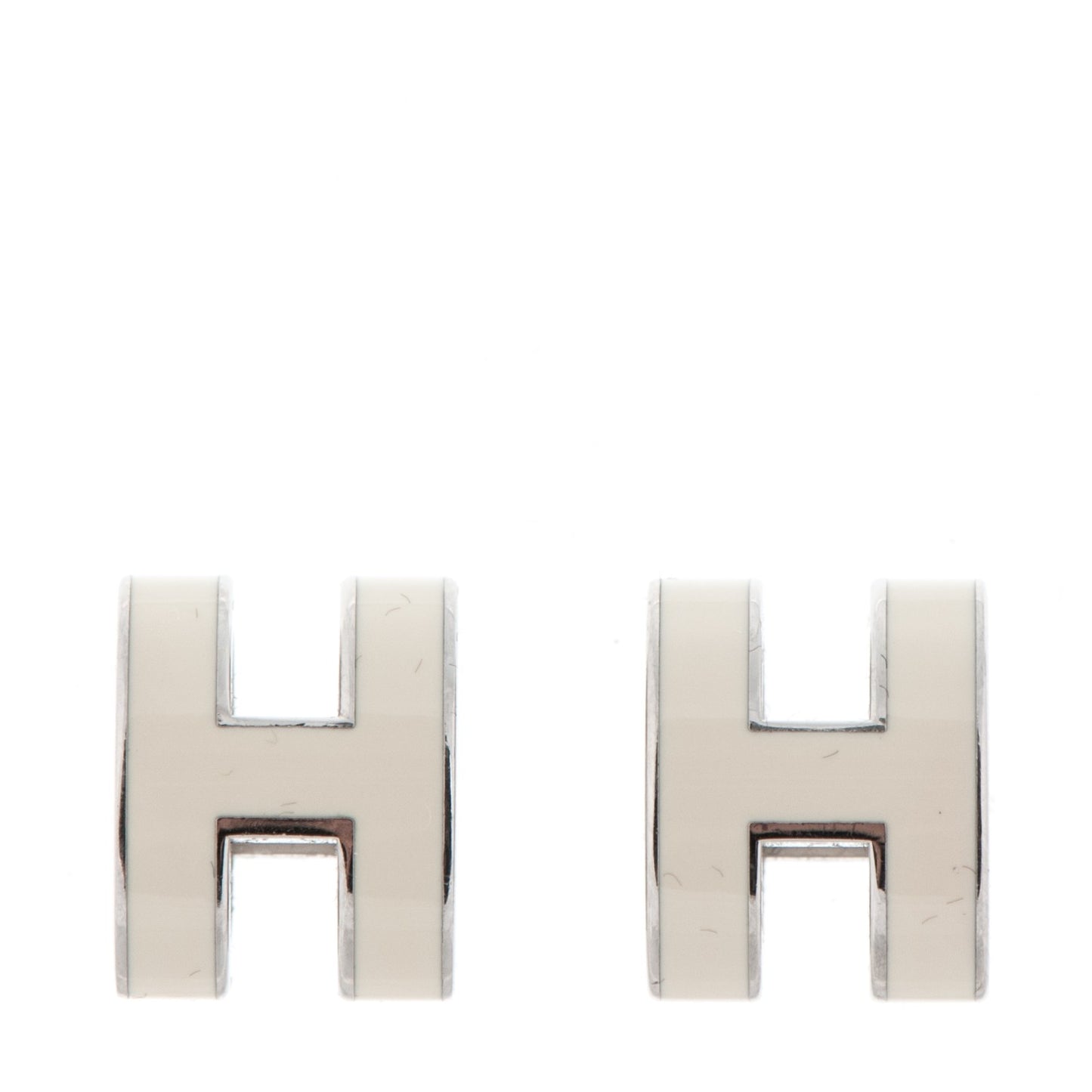 Palladium Lacquered Pop H Earrings Ecru