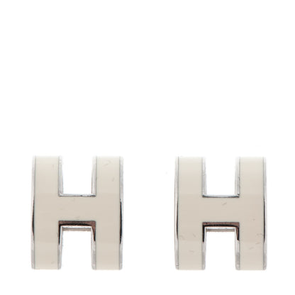 Hermes Palladium Lacquered Pop H Earrings Ecru 1 of 4