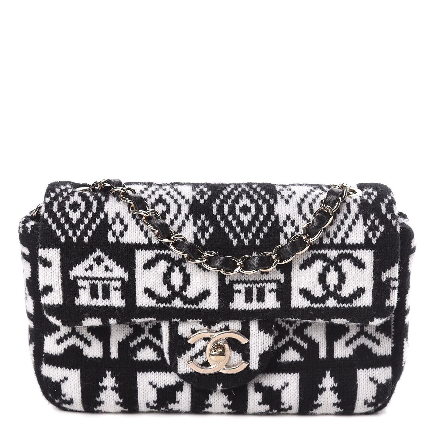 Cashmere Knit Coco Neige Flap Black White