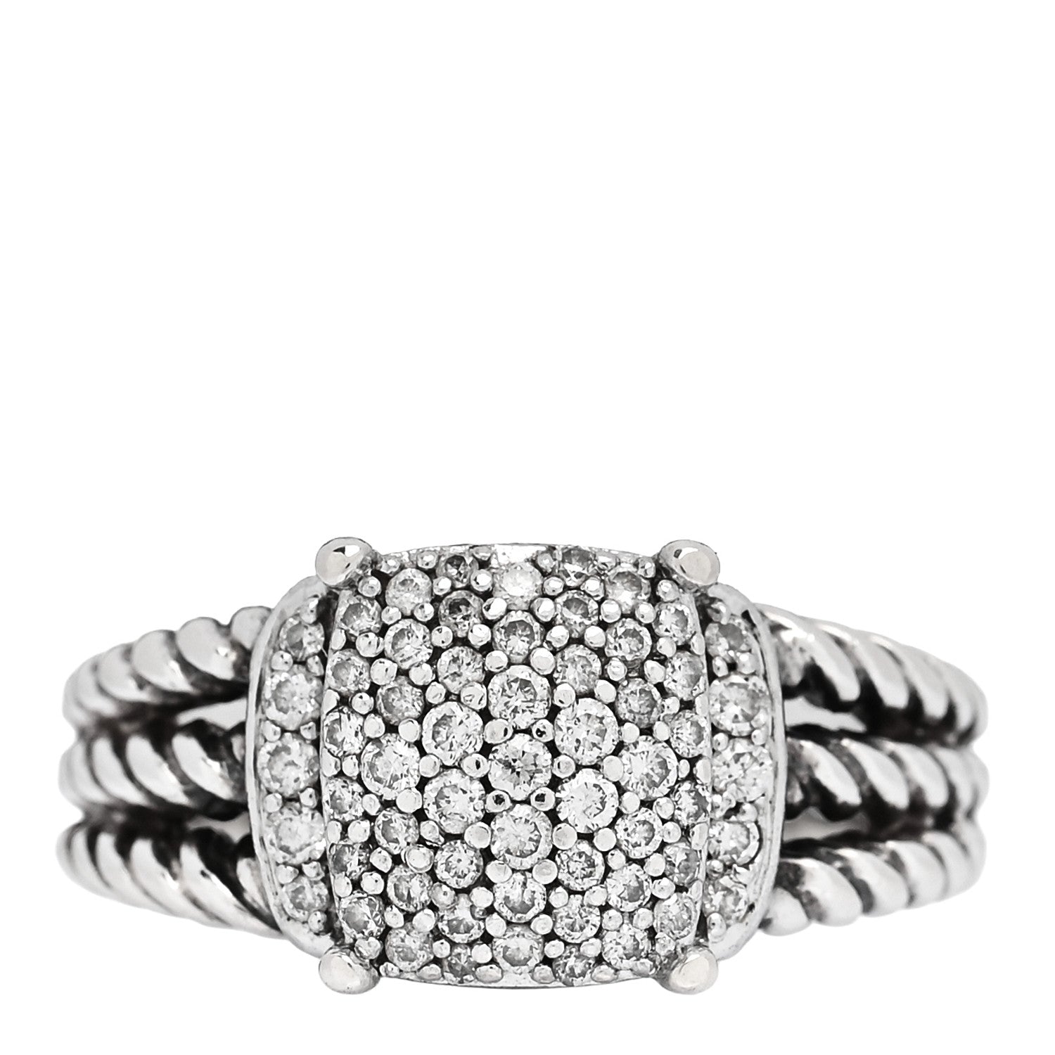 David Yurman Sterling Silver Diamond 10mm Petite Wheaton Ring 51 5.75 1 of 5