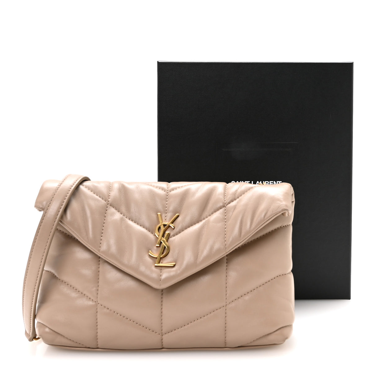 Lambskin Quilted Toy Loulou Puffer Monogram Chain Satchel Dark Beige