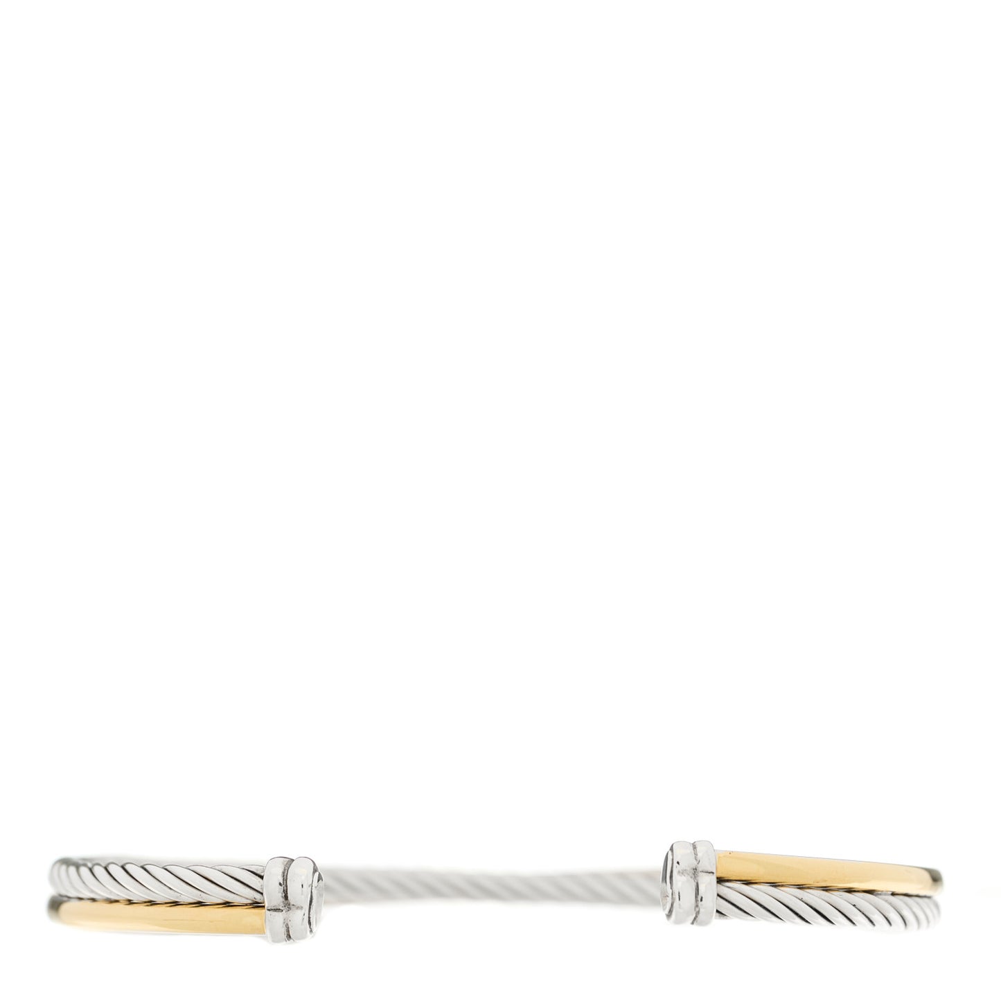Sterling Silver 18K Yellow Gold 3mm Crossover Cuff Bracelet