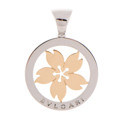 Bulgari Stainless Steel 18K Yellow Gold Large Tondo Sakura Flower Pendant 1 of 4
