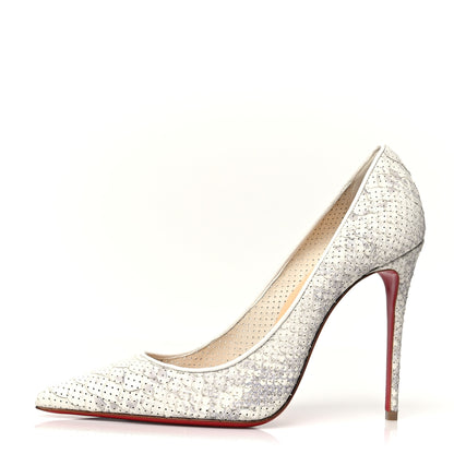Christian Louboutin Perforated Python Decollete 554 100 Pumps 38 White 1 of 7