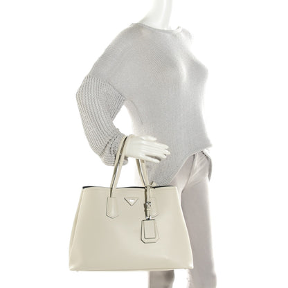 Prada City Calf Large Double Bag Talco 2 of 8