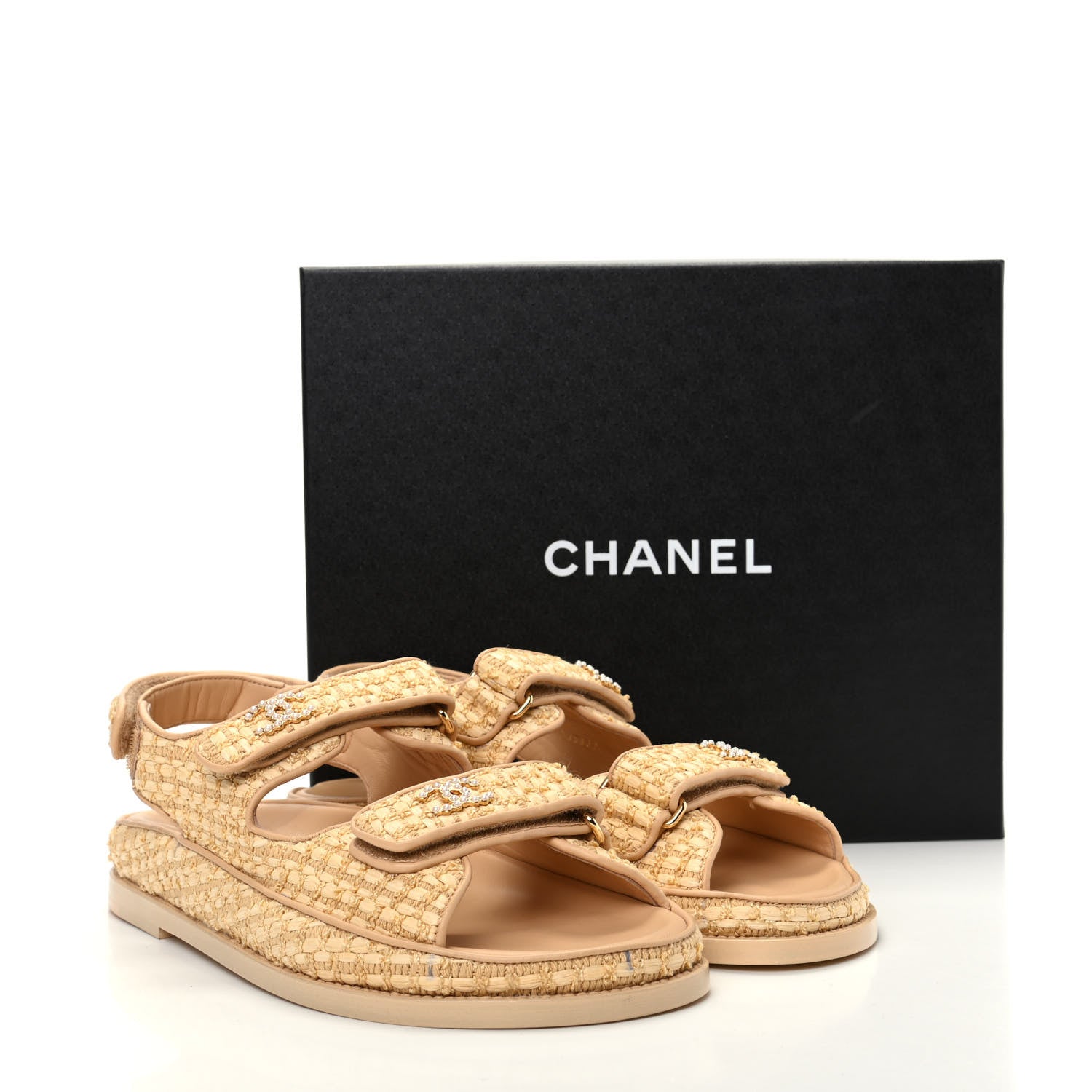 Chanel Braided Fabric Velcro Dad Sandals 40 Beige 11 of 11