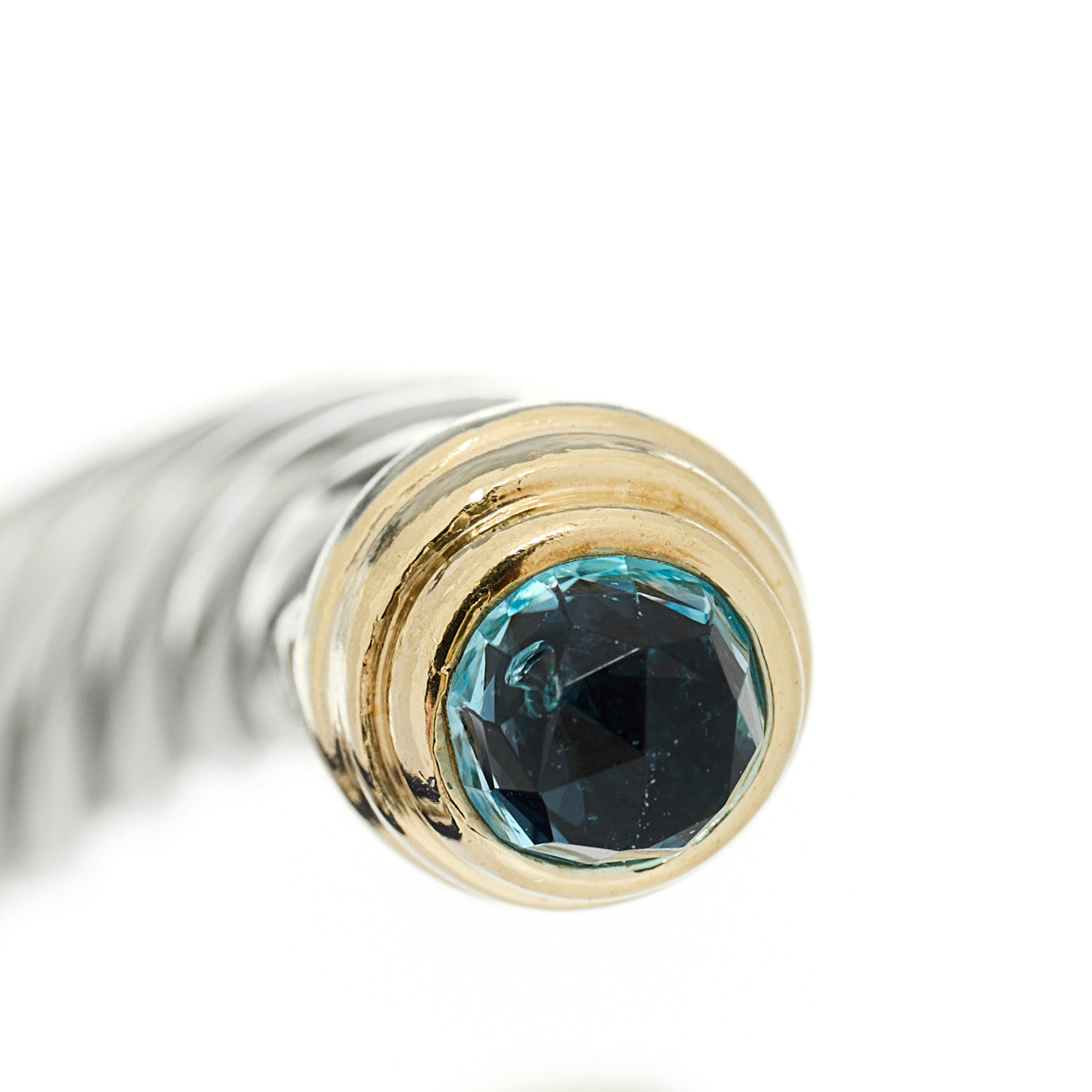 Sterling Silver 14K Yellow Gold Blue Topaz 5mm Cable Classics Petite Color Bracelet