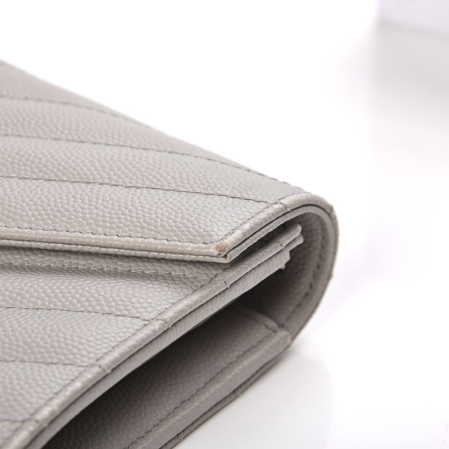 Grain De Poudre Matelasse Chevron Monogram Flap Wallet Light Grey