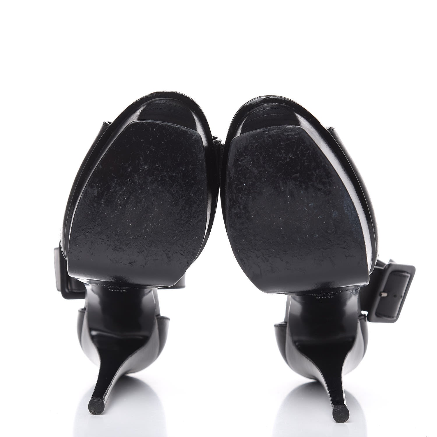 Saint Laurent Calfskin Platform Ankle Strap Sandals 38.5 Black 5 of 13
